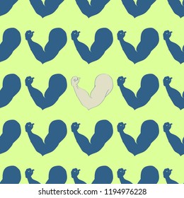 Flex arm bodybuilder with big muscles seamless pattern.