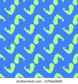 Flex arm bodybuilder with big muscles seamless pattern.