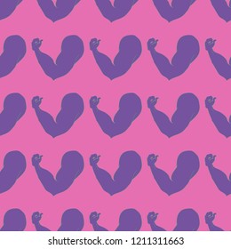 Flex arm bodybuilder with big muscles seamless pattern.