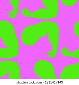 Flex arm bodybuilder with big muscles seamless pattern.