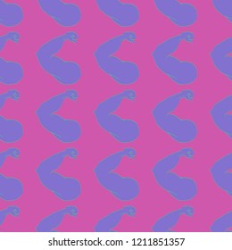 Flex arm bodybuilder with big muscles seamless pattern.