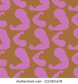 Flex arm bodybuilder with big muscles seamless pattern.