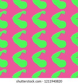Flex arm bodybuilder with big muscles seamless pattern.