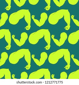 Flex arm bodybuilder with big muscles seamless pattern.