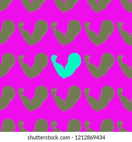 Flex arm bodybuilder with big muscles seamless pattern.