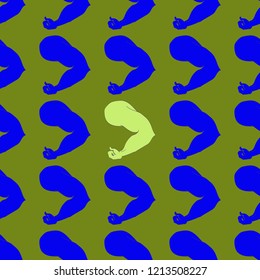 Flex arm bodybuilder with big muscles seamless pattern.