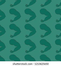 Flex arm bodybuilder with big muscles seamless pattern.