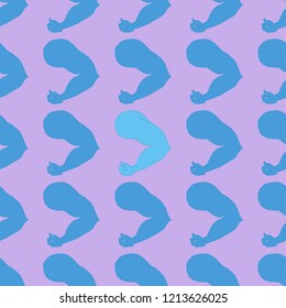 Flex arm bodybuilder with big muscles seamless pattern.