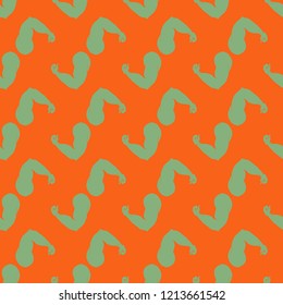 Flex arm bodybuilder with big muscles seamless pattern.