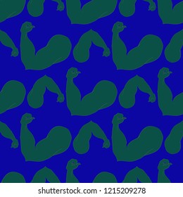 Flex arm bodybuilder with big muscles seamless pattern.