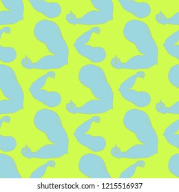 Flex arm bodybuilder with big muscles seamless pattern.