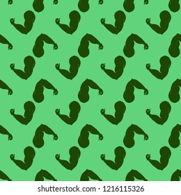 Flex arm bodybuilder with big muscles seamless pattern.