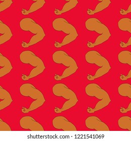 Flex arm bodybuilder with big muscles seamless pattern.