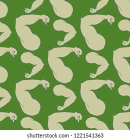 Flex arm bodybuilder with big muscles seamless pattern.