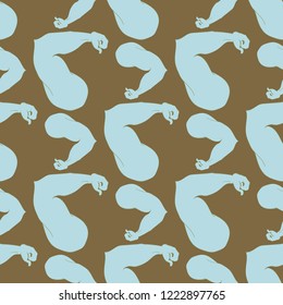 Flex arm bodybuilder with big muscles seamless pattern.