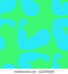 Flex arm bodybuilder with big muscles seamless pattern.