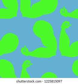 Flex arm bodybuilder with big muscles seamless pattern.