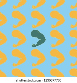 Flex arm bodybuilder with big muscles seamless pattern.