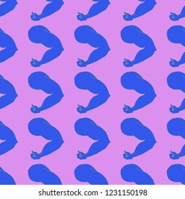 Flex arm bodybuilder with big muscles seamless pattern.