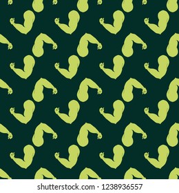 Flex arm bodybuilder with big muscles seamless pattern.
