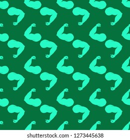 Flex arm bodybuilder with big muscles seamless pattern.