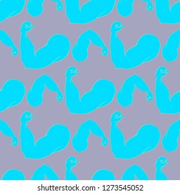 Flex arm bodybuilder with big muscles seamless pattern.