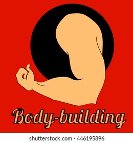 Flex arm bodybuilder with big muscles.