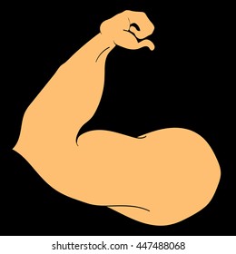 Flex arm bodybuilder with big muscles.