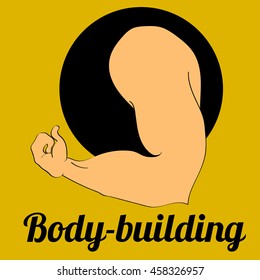 Flex arm bodybuilder with big muscles.