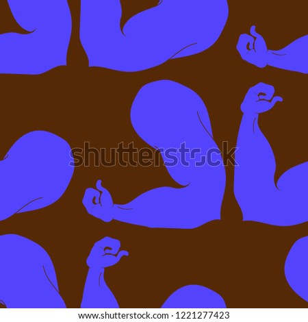 Flex arm bodybuilder with big muscles seamless pattern.