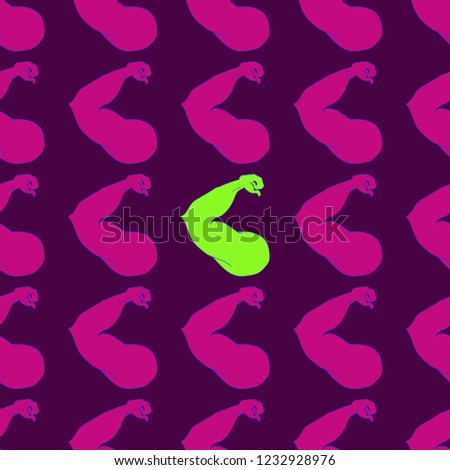 Flex arm bodybuilder with big muscles seamless pattern.