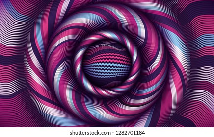 Flex illustration vector background. Curve art and warp pattern. Optical lines design. Stripes backdrop texture. Illusion effect, , striped distortion. Stripy element wallpaper, decorative ornate