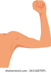 
Flexed Arm Clenching Fist Vector Cartoon Illustration. athletic woman showing off her muscles and strength 