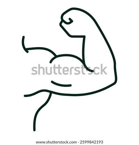 Flexed arm muscle icon representing upper body strength, arm workouts, and bicep training, editable stroke