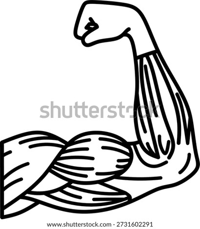 Flexed bicep arm icon for bodybuilding fitness branding and strength power