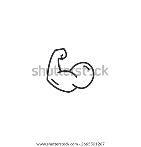 Flexed Bicep Arm Line Art Icon - Strength, Power, Fitness, Workout, Gym, Sport, Masculine, Muscular Arm Icon, Strength, Determination, Health, Bodybuilding, Exercise, Can-Do Attitude, Simple Graphic 