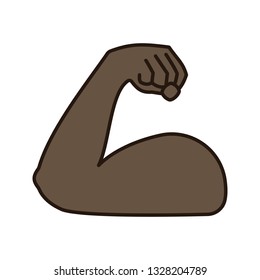 Flexed Bicep Color Icon. Strong Emoji. Muscle. Bodybuilding, Workout. Man's Arm, Forearm. Isolated Vector Illustration