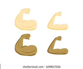 Flexed bicep color icon. Strong emoji. Muscle. Bodybuilding, workout. Man's arm, forearm. Isolated vector illustration. Flexing bicep muscle strength or arm workout icon for exercise apps and websites