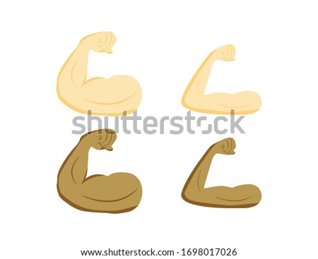 Flexed bicep color icon. Strong emoji. Muscle. Bodybuilding, workout. Man's arm, forearm. Isolated vector illustration. Flexing bicep muscle strength or arm workout icon for exercise apps and websites