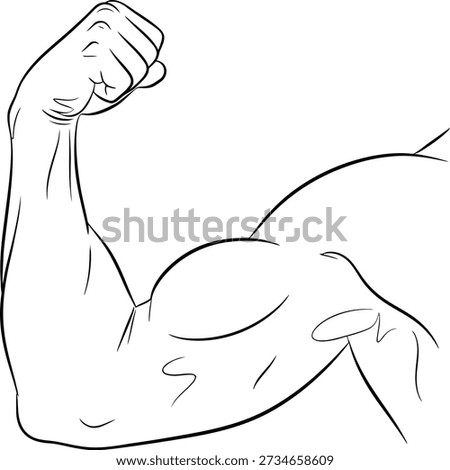 Flexed bicep illustration with muscle definition isolated on transparent background, Vector
