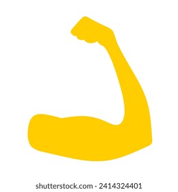Flexed bicep vector illustration on white background. Muscular man's hand flexes his bicep. bodybuilder movement. Suitable for gym and sports logos.