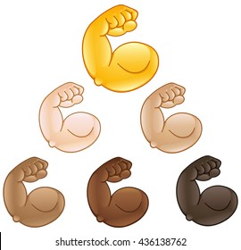 Flexed Biceps Hand Emoji Of Various Skin Tones