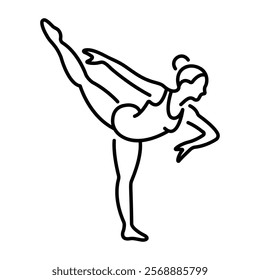 Flexibility balance of gymnastic woman icon in line style 