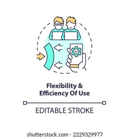 Flexibility and efficiency of use concept icon. User experience design principle abstract idea thin line illustration. Isolated outline drawing. Editable stroke. Arial, Myriad Pro-Bold fonts used