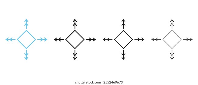 Ícone de flexibilidade em preto e azul.