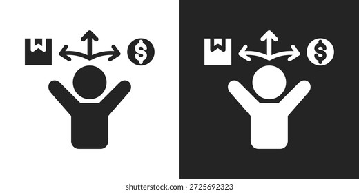 Icono De Flexibilidad En Estilo Glifo Blanco Y Negro