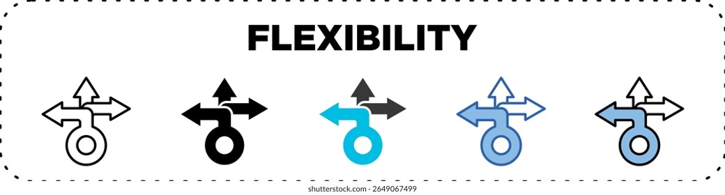 Glifo de línea de paquete de iconos de flexibilidad