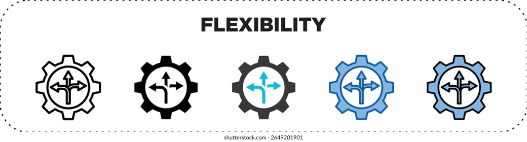 Glifo de línea de paquete de iconos de flexibilidad