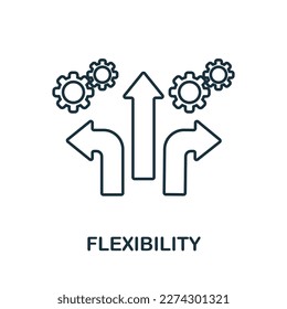 Icono de línea de flexibilidad. Símbolo monocromo de esquema de flexibilidad simple para plantillas, diseño web e infografías