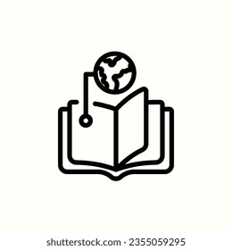 flexible access, globe, book icon, isolated icon in light background, perfect for website, blog, logo, graphic design, social media, UI, mobile app